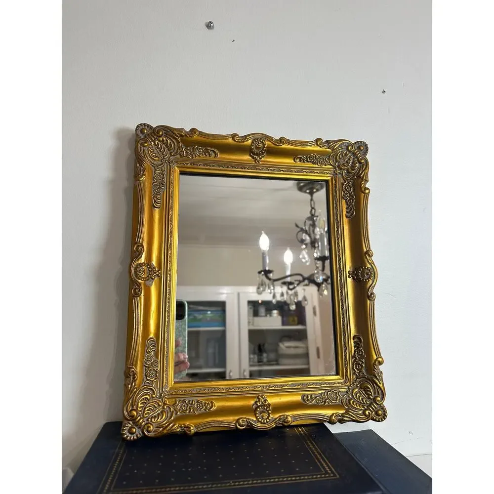 Vintage Melannco Ornate Gold Baroque Elegant Resin Mirror Victorian